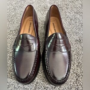 JOHNSTON & MURPHY HAYES LEATHER PENNY LOAFERS MENS 10 WIDE NEW SHEEPSKIN LINING